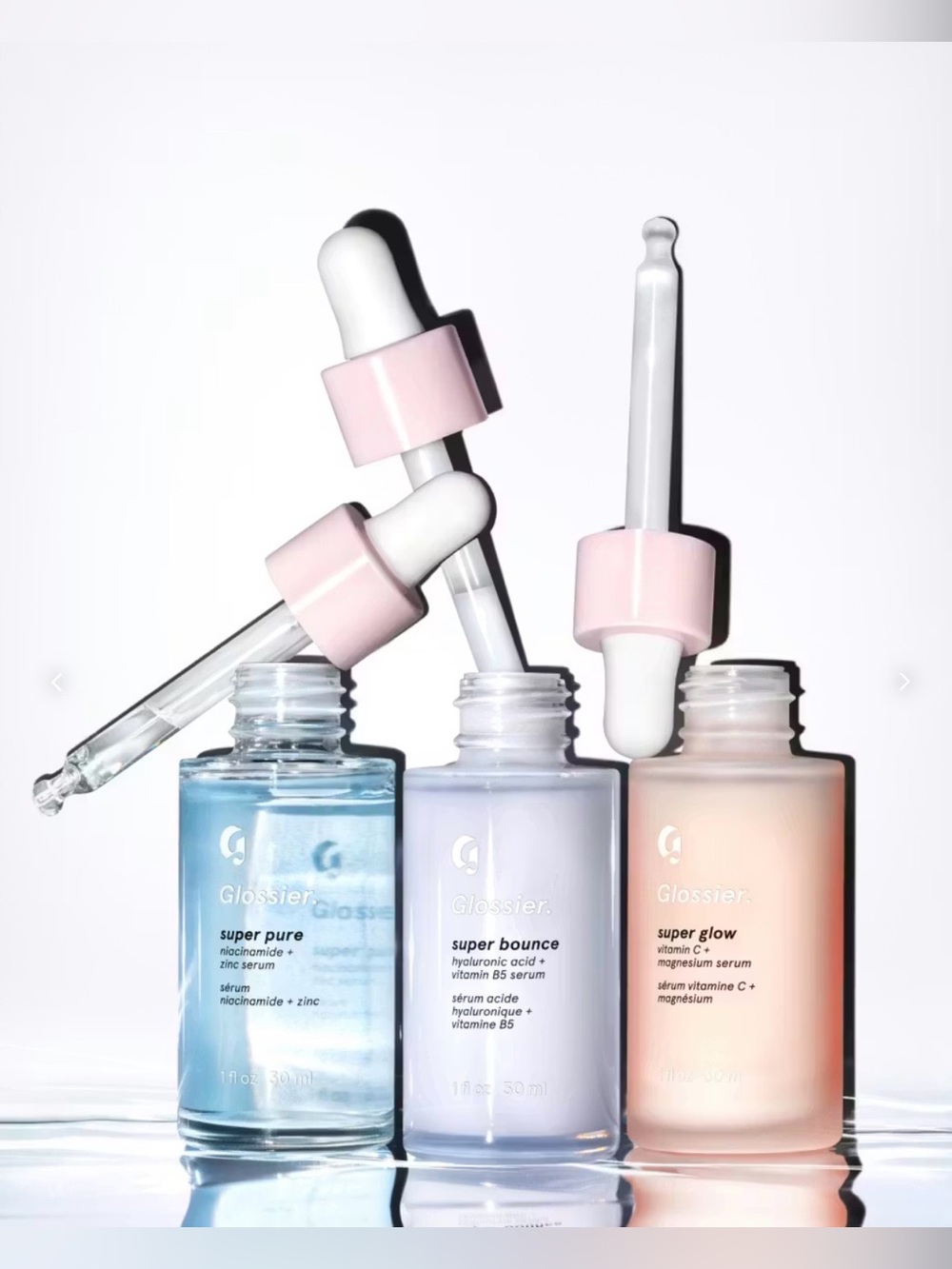 Glossier skincare Super Pack Serum Trio